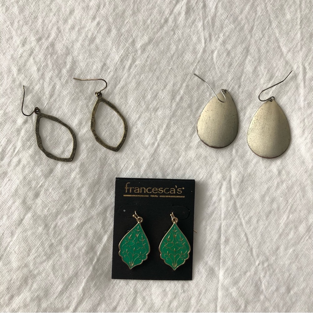 3 earrings set teardrop dangly
